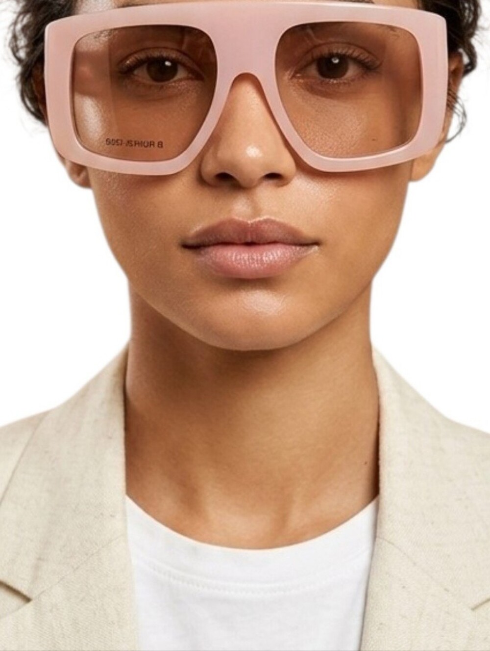 Retro Chunky Oversized Square Flat Top Shield Statement Pink Sunglasses